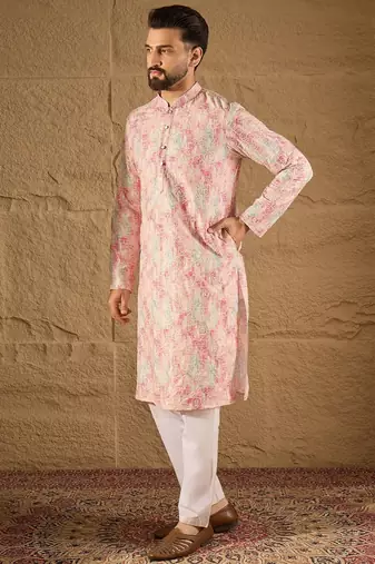 Men multi viscose  ethnic motifs printed straight kurta