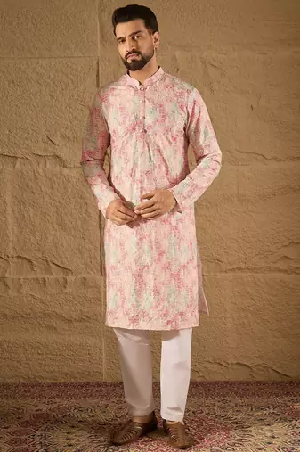 Men multi viscose  ethnic motifs printed straight kurta