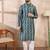 Men turquoise blue silk blend abstract printed straight kurta with trouser