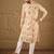 Men white silk blend geometric embroidered straight kurta