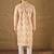 Men white silk blend geometric embroidered straight kurta