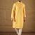 Men yellow silk blend geometric embroidered straight kurta