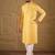 Men yellow silk blend geometric embroidered straight kurta