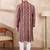 Men maroon silk blend abstract printed straight kurta with trouser