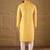 Men yellow silk blend geometric embroidered straight kurta