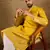 Men yellow verican solid embroidered straight kurta