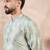 Men green silk blend floral printed straight kurta with trouser
