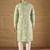 Men green chanderi silk embroidered straight kurta