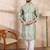 Men green silk blend floral printed straight kurta with trouser