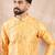 Men yellow silk blend ethnic motifs printed straight kurta with trouser