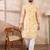 Men yellow silk blend abstract printed straight kurta with trouser