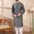 Men black silk blend floral printed straight kurta with trouser