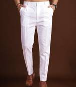 men’s white poly silk ethnic trouser – classic fit