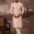 Men pink silk blend solid woven design straight kurta