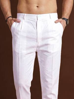 men   s white poly silk ethnic trouser     classic fit 2