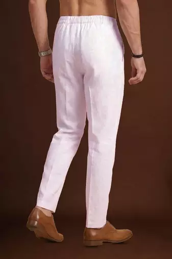 men   s white poly silk ethnic trouser     classic fit