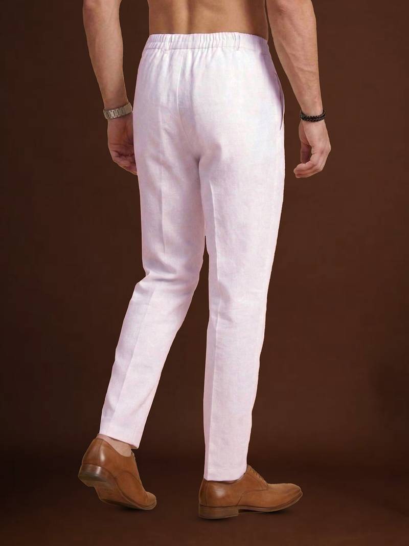 men’s white poly silk ethnic trouser – classic fit