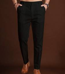 Men black poly silk solid ethnic trouser