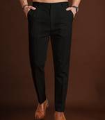 Men black poly silk solid ethnic trouser