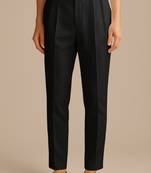 Men black poly silk solid ethnic trouser