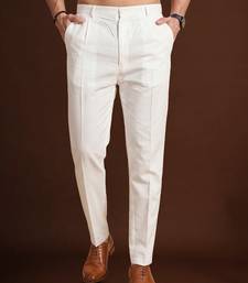 men   s off white poly silk ethnic trouser     classic fit