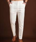 men’s off white poly silk ethnic trouser – classic fit