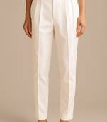 Men off white poly silk solid ethnic trouser