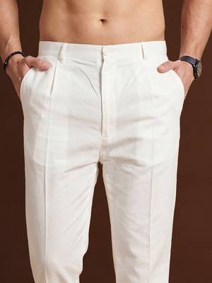 men   s off white poly silk ethnic trouser     classic fit 2