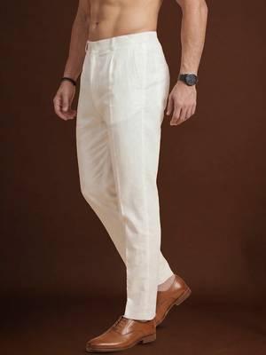 men   s off white poly silk ethnic trouser     classic fit 3