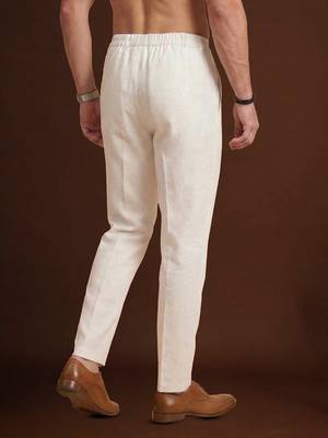men   s off white poly silk ethnic trouser     classic fit 4