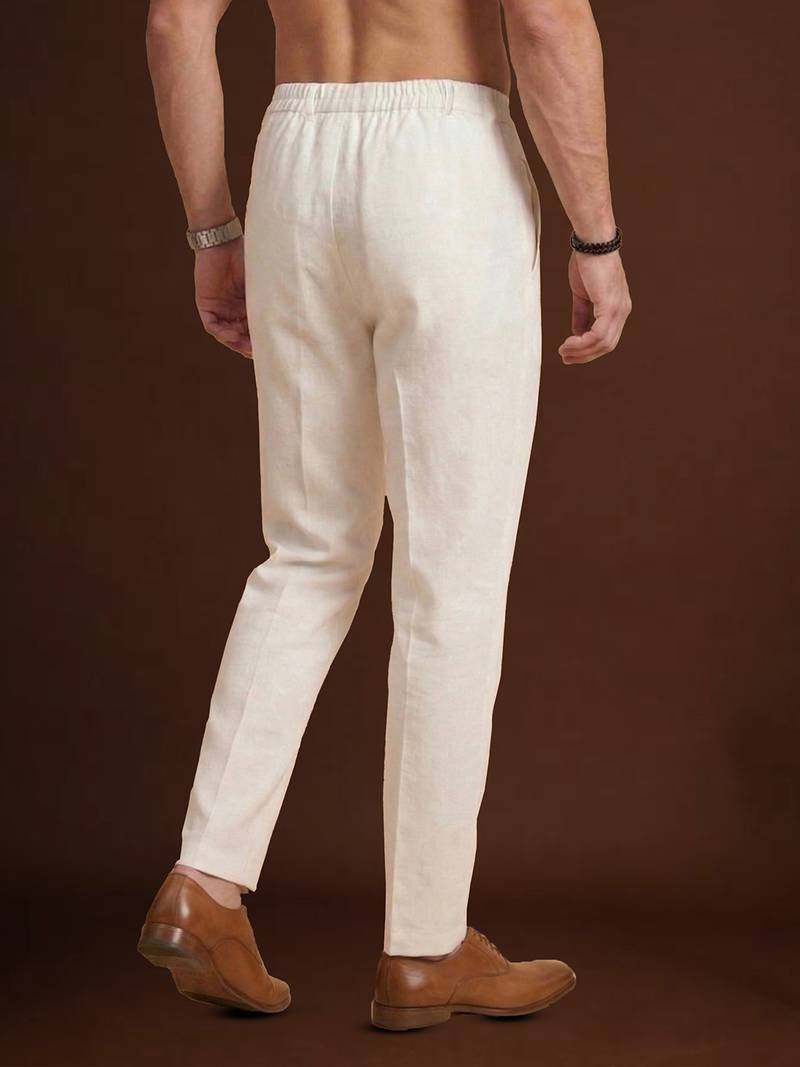 men’s off white poly silk ethnic trouser – classic fit