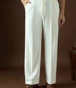 Men white modal solid regular korean pant