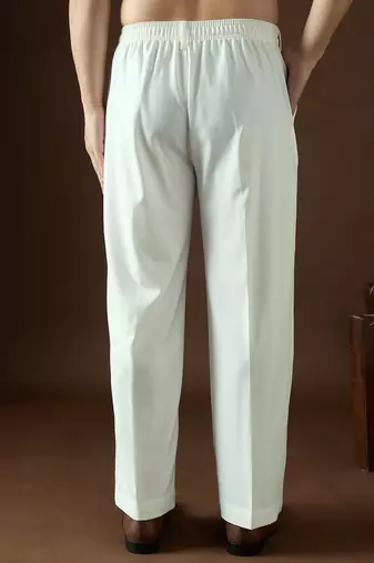 Men white modal solid regular korean pant