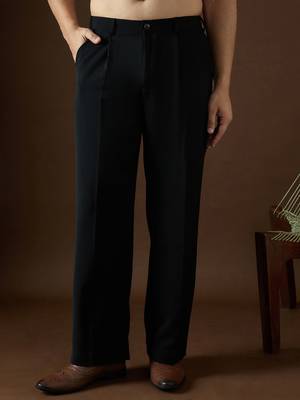 Men black modal solid regular korean pant 1