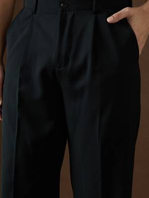 Men black modal solid regular korean pant 2