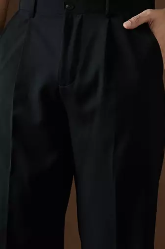 Men black modal solid regular korean pant