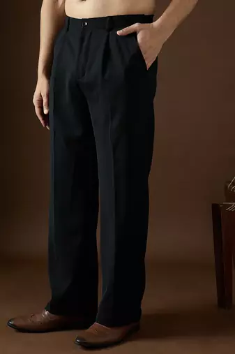 Men black modal solid regular korean pant
