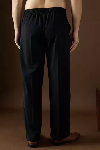 Men black modal solid regular korean pant
