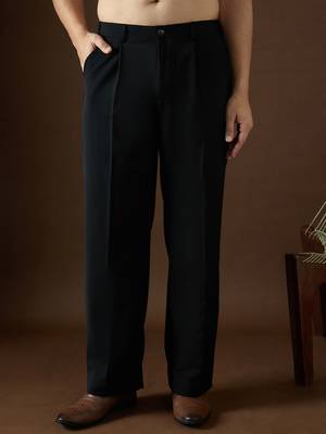 Men black modal solid regular korean pant 5