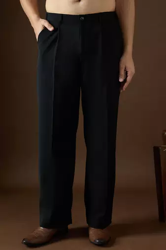 Men black modal solid regular korean pant