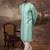 Men blue viscose rayon embroidered straight kurta