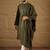Men green silk blend embroidered straight kurta trouser with dupatta