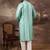 Men blue viscose rayon embroidered straight kurta