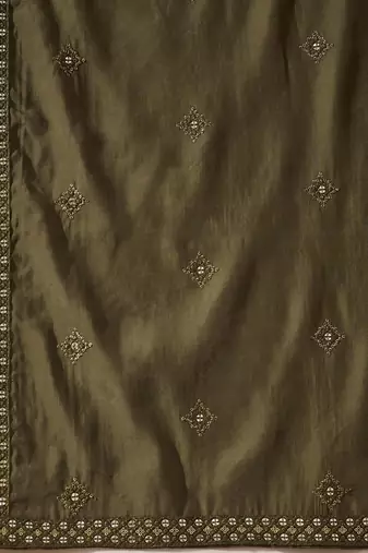 Men green silk blend embroidered straight kurta trouser with dupatta