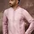 Men pink viscose rayon embroidered straight kurta