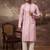 Men pink viscose rayon embroidered straight kurta