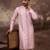 Men pink viscose rayon embroidered straight kurta