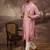 Men pink silk blend embroidered straight kurta trouser with dupatta