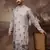 Men grey silk blend solid embroidered straight kurta
