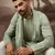 Men green silk blend embroidered straight kurta trouser with dupatta